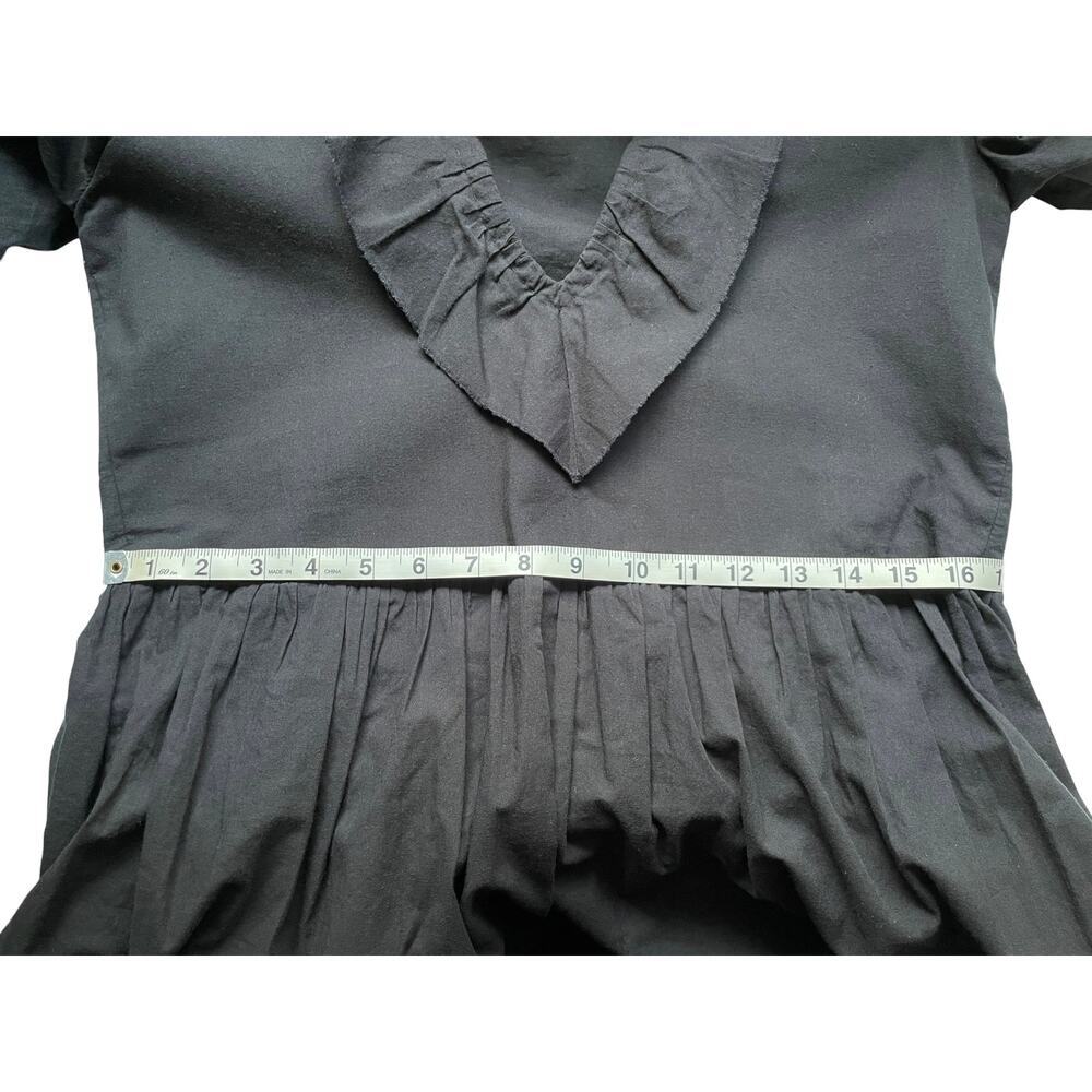 Alix of Bohemia Stefanie Mini Dress Black Cotton Ruffle Puff Sleeve L - Picture 11 of 13